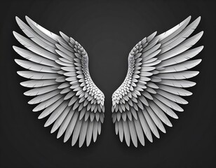 Obraz premium Pair of symmetrical white wings against a dark background