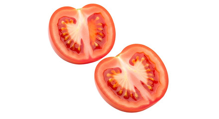 Two Halved Tomatoes on Black Background