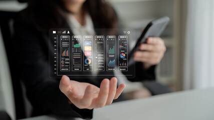 A weekly business performance report and analytics dashboard. A concept for tracking trends, KPIs, financial data, and insights over time. Motif