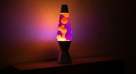 Glowing Retro Lava Lamp in a Cozy, Dark Room