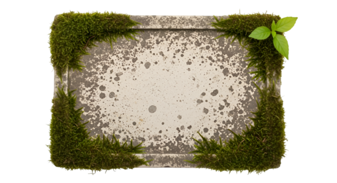 Mossy Stone Frame with Green Sprout