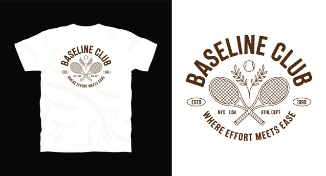 Baseline Club tennis t shirt design, vector graphic, typographic poster or tshirts street wear and Urban style