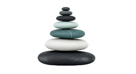 Stacked Zen Stones on Black Background