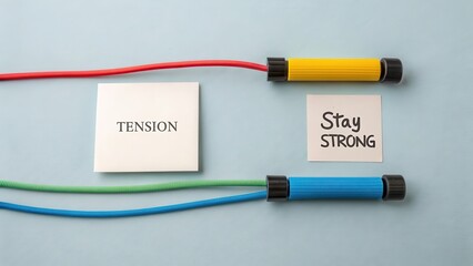 Motivational Concept with Resistance Bands and Positive Notes