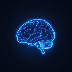Human brain neon outline