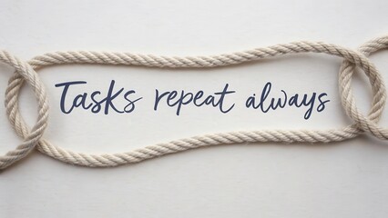Tasks Repeat Always Inspirational Text with Rope Frame Design