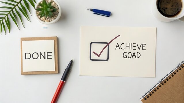 Workspace Inspiration with Check Marks and Written Goals