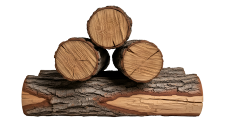 Stacked Firewood Logs with Detailed Bark and Rings