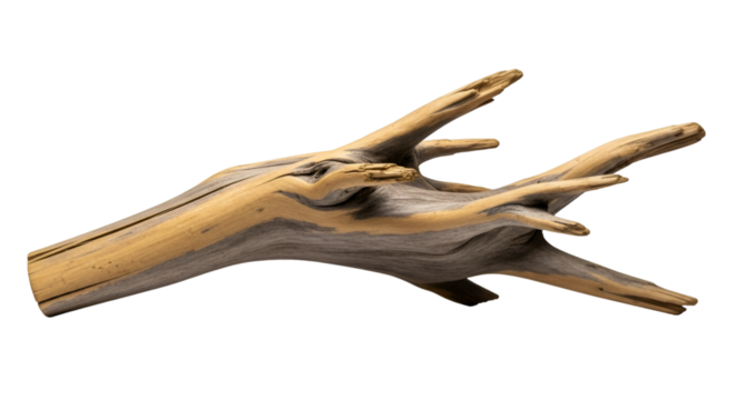 Gnarly Driftwood Branch on Black Background - Powered by Adobe