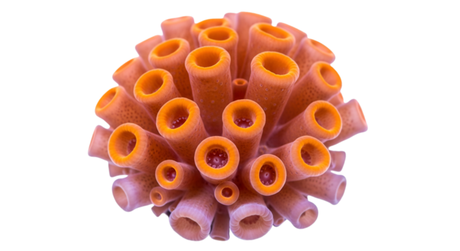 Macro shot of orange coral polyps on black background