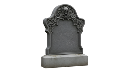 Ornate Gothic Tombstone with Skull Detail