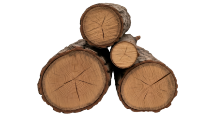Stack of freshly cut logs with visible growth rings