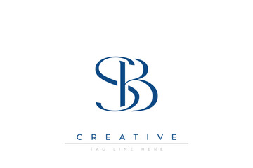 Obraz premium Blue stylized letters SB combined in a modern design on a clean white background, evoking professionalism and creativity. Ideal for branding, business identity, and corporate representation concepts.