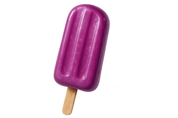 Melting purple popsicle dripping against transparent surface, representing cool summer refreshment with vibrant color and sweet appeal