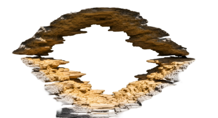 Layered Rock Formation Arch with Black Background