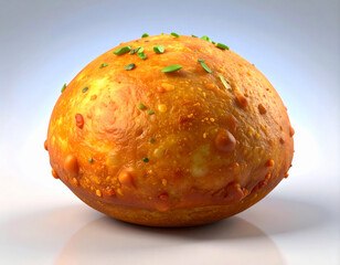 Sweet Orange Sphere with Green Sprinkles on White Background, Close-Up