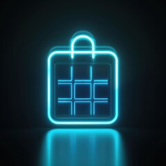Neon shopping bag icon