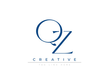 Blue stylized letters QZ combined in a modern design on a clean white background, evoking professionalism and creativity. Ideal for branding, business identity, and corporate representation concepts.