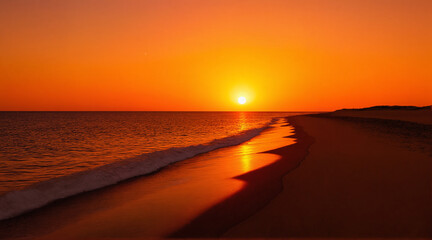 Namibian beach at sunset. generative ai