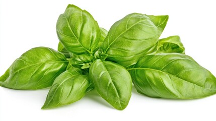Fresh basil leaves isolated on white background