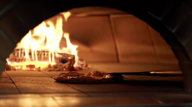 Crafting traditional pizza within a glowing wood-fired oven: culinary excellence and artisanal