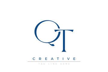 Blue stylized letters QT combined in a modern design on a clean white background, evoking professionalism and creativity. Ideal for branding, business identity, and corporate representation concepts.