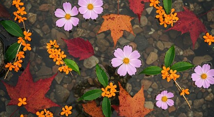 Dreamy Autumn Harmony with Cosmos, Osmanthus, and Autumn Leaves_G