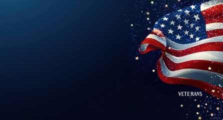 American flag background celebrating Veterans Day with stars and stripes