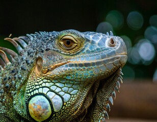 Fototapeta premium Close-up of a vibrant iguana's head (1)