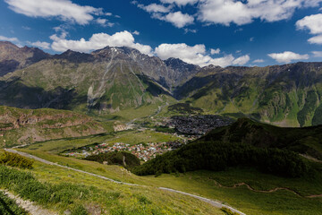 View of the Caucasus Mountains in Georgia in Summer