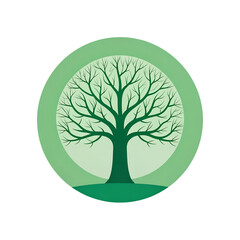 Flat Green Tree Icon With Circle Background Transparent PNG