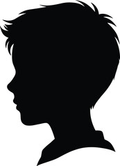 Silhouette, profile, head, male, spiky, hair, black, shadow, outline, face, graphic, icon, avatar, minimal, design, abstract, person, side, portrait, vector