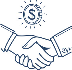 Fototapeta premium Business partnership agreement handshake with dollar coin symbolizing financial success