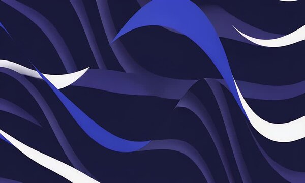 Dark blue and white wavy lines race dynamically across the frame, giving the scene a sense of motion.