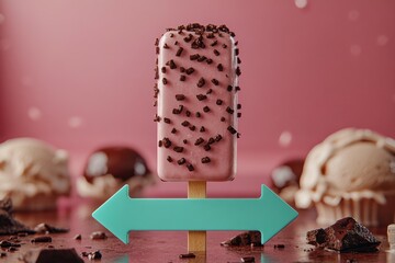 Creative design of ice cream bars with colorful arrow backdrop