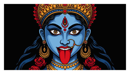 Fierce Portrait of the Hindu Goddess Kali