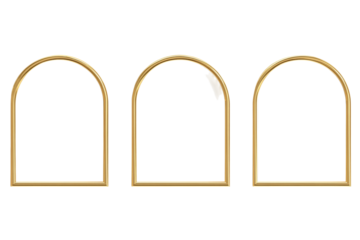 Three Golden Arched Frames on Black Background ornate