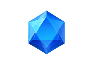 Blue Geometric Crystal Shape on Black Background gemstone