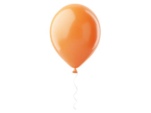 Orange Balloon with Curly String on Black Background