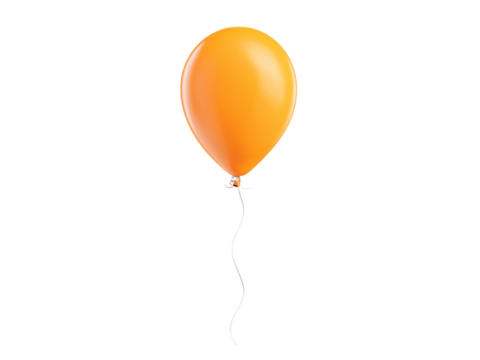 Orange Balloon with Long String on Black Background