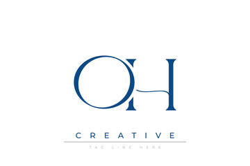 Blue stylized letters OH combined in a modern design on a clean white background, evoking professionalism and creativity. Ideal for branding, business identity, and corporate representation concepts.
