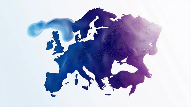 Abstract Europe map silhouette with gradient smoke texture