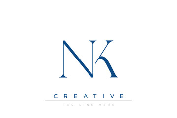 Blue stylized letters NK combined in a modern design on a clean white background, evoking professionalism and creativity. Ideal for branding, business identity, and corporate representation concepts.