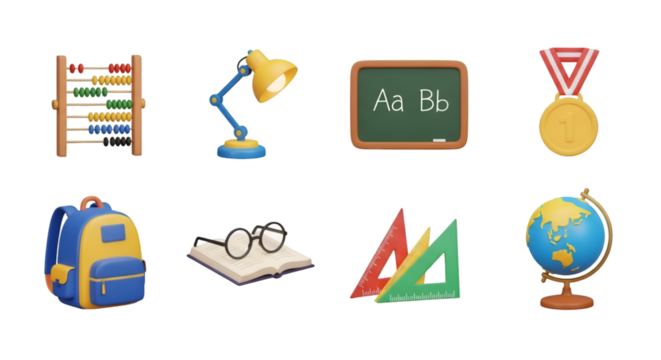 School Supplies and Learning Icons