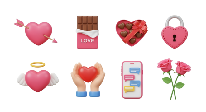 Valentine's Day 3D Icons: Love, Romance, and Sweet Gestures - Powered by Adobe