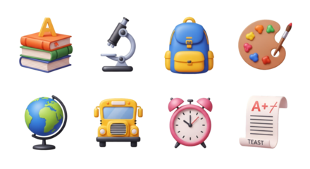 3D School Supplies and Icons