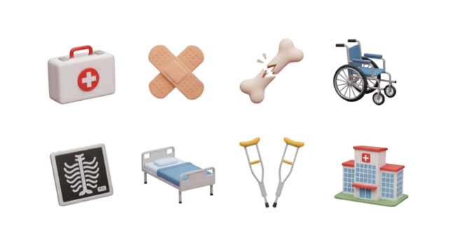 Medical Icons Set on Black Background