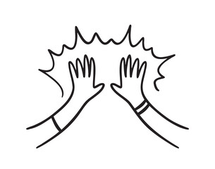 Hand drawn hands clapping high five gesture applause celebration greeting