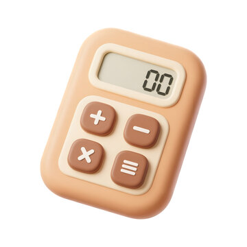 Cute Cartoon Calculator 3D Render Isolated Transparent Background