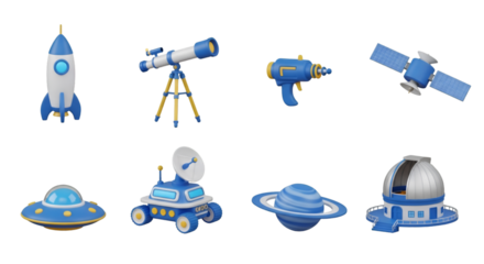 3D Space and Science Icons Collection
